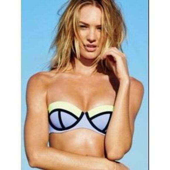 ✨Victoria's Secret Blue/Lime Colorblock Bikini Sz 32D Top✨ - Picture 3 of 11